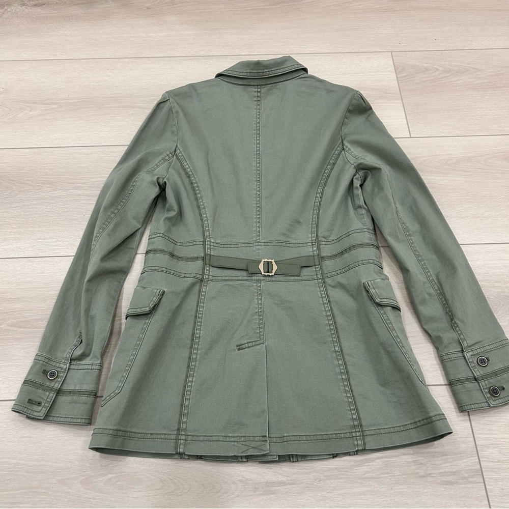 White House Black Market Sz 2 Green Military Field Cargo Pocket Button Up Jacket - Picture 3 of 5